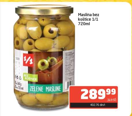 Maslina bez koštice 1/1 720ml