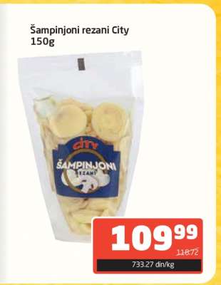Šampinjoni rezani City 150g