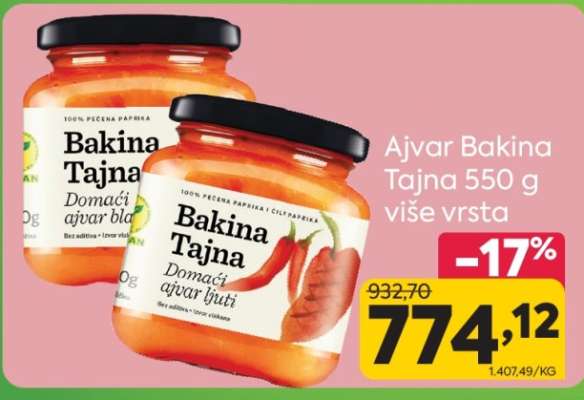 Ajvar Bakina tajna 550 g, više vrsta