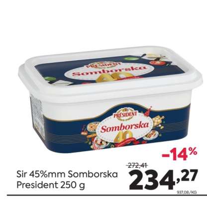 Sir 45%mm Somborska President 250 g
