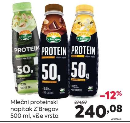 Mlečni proteinski napitak Z'Bregov 500 ml, više vrsta