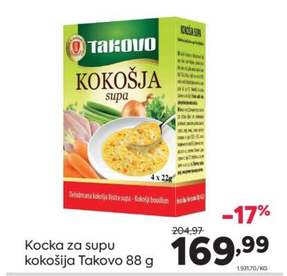 Kocka za supu kokošija Takovo 88 g