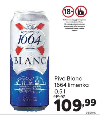 Pivo Blanc 1664 limenka 0.5 l