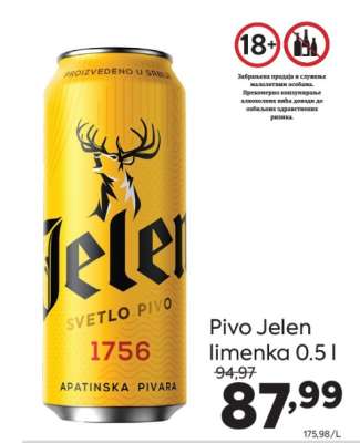 Pivo Jelen limenka 0.5 l