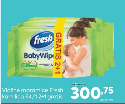 Vlažne maramice Fresh Kamilica 64/12+1 gratis