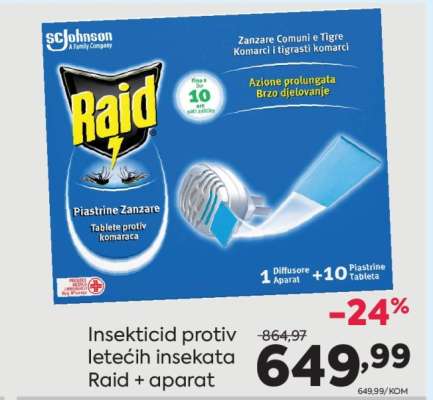 Insekticid protiv letećih insekata Raid + aparat
