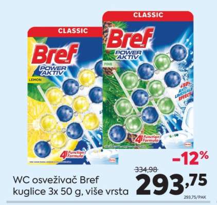 WC osveživač Bref kuglice 3x 50 g više vrsta