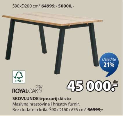 SKOVLUNDE TRPEZARIJSKI STO