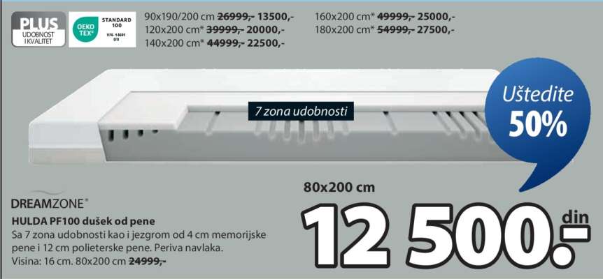 DREAMZONE HULDA PF100 DUŠEK OD PENE