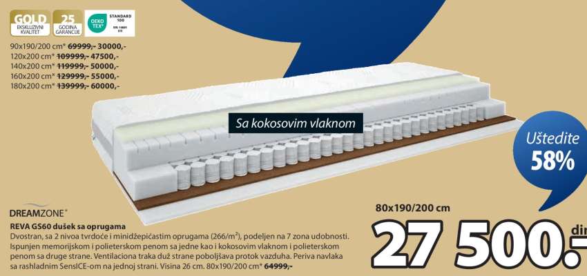DREAMZONE RIVA G500 dušek s oprugama