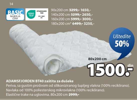 ADAMSFJORDEN BT40 ZAŠTITA ZA DUŠEKE