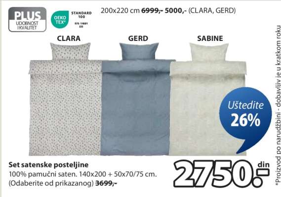 SET SATENSKE POSTELJINE