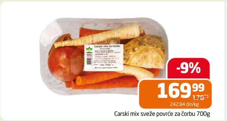 Carski mix sveže povrće za čorbu 700g