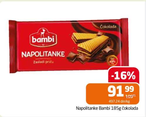 Napolitanke Bambi 185g čokolada