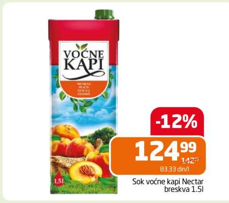 Sok voćne kapi Nectar breskva 1.5l