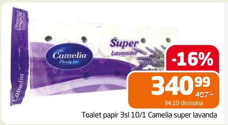 Toalet papir 3sl 10/1 Camelia super lavanda