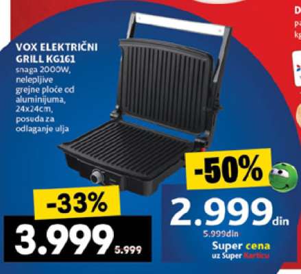 VOX ELEKTRIČNI GRILL KG161