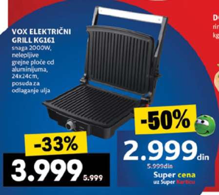 VOX ELEKTRIČNI GRILL KG161