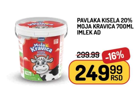 Pavlaka Kisela 20% Moja Kravica 700ml Imlek AD