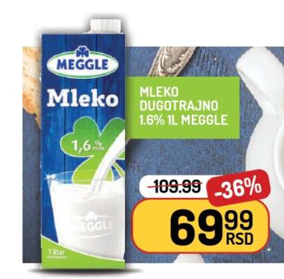 Mleko Dugotrajno 1.6% 1L Meggle