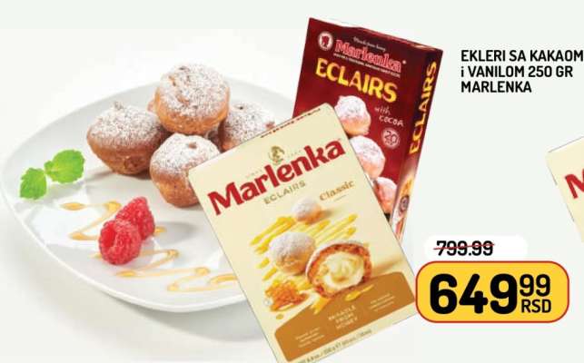 EKLERI SA KAKAOM i VANILOM 250 GR MARLENKA