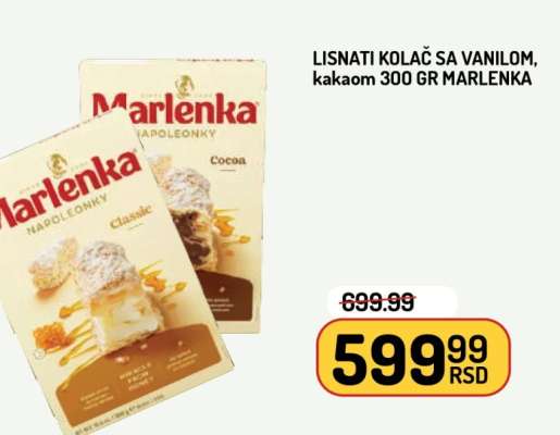 Lisnati kolač sa vanilom, kakaom 300 gr Marlenka