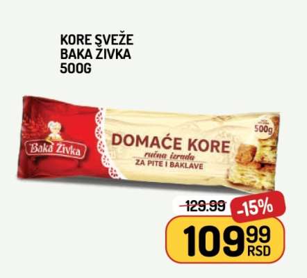 KORE SVEŽE BAKA ŽIVKA 500g