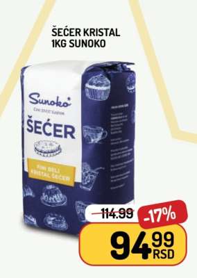 ŠEĆER KRISTAL 1KG SUNOKO