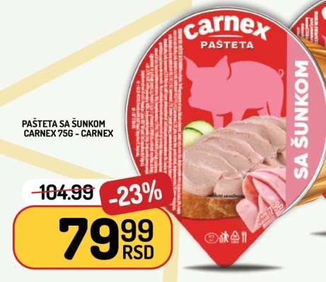 Pašteta sa šunkom Carnex, 75g