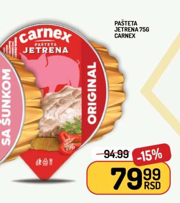 Pašteta Jetrena 75g Carnex
