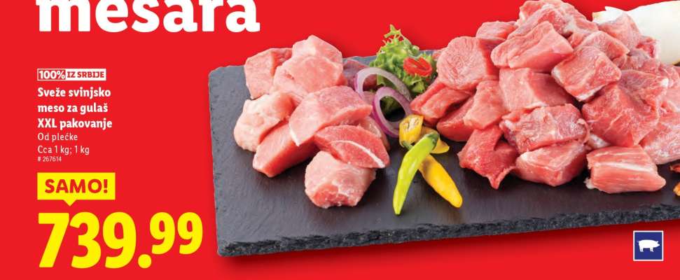 Sveže svinjsko meso za gulaš XXL pakovanje