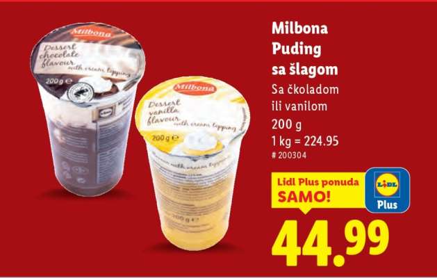 Milbona Puding sa šlagom