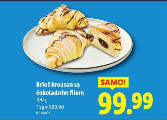 Brioš kroasan sa čokoladnim filom