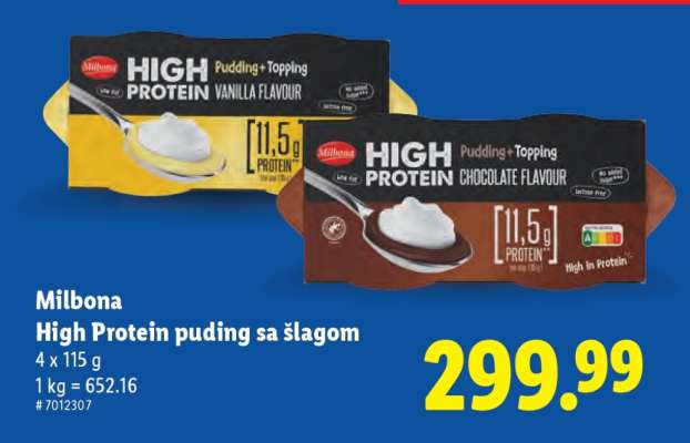 Milbona High Protein puding sa šlagom