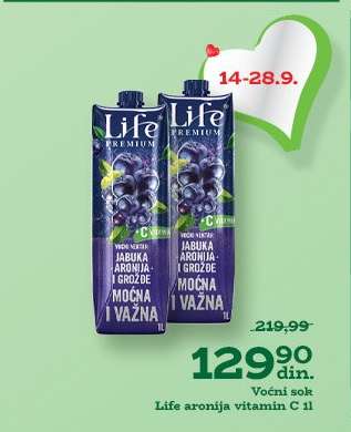 Life aronija vitamin C 1l