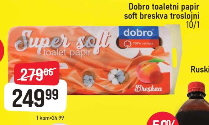 Dobro toaletni papir soft breskva troslojni