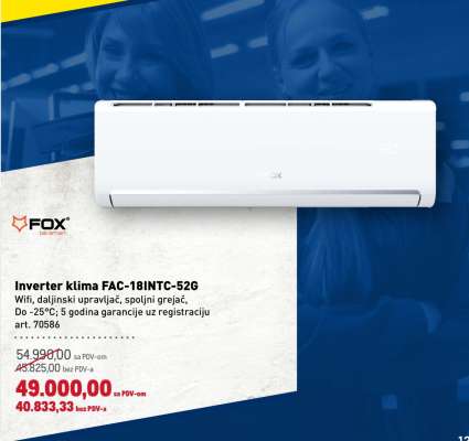Inverter klima FAC-18INTC-52G