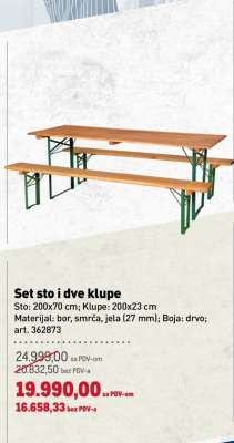 Set sto i dve klupe