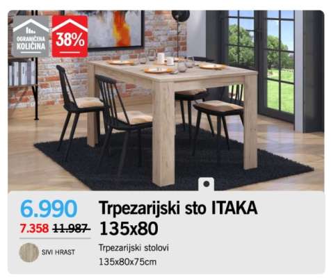 Trpezarijski sto ITAKA 135x80