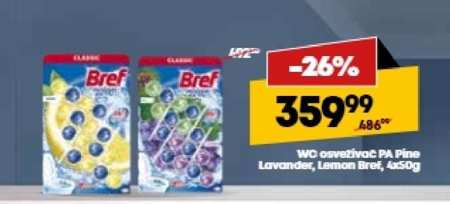 WC osvěžovač PA Pine Lavander, Lemon Bref, 4x50g