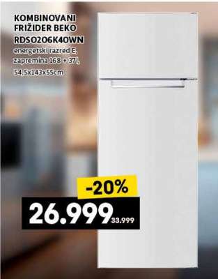 KOMBINOVANI FRIŽIDER BEKO RDS0206K40WN