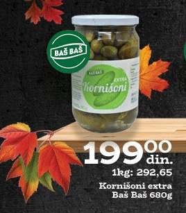 Kornišoni extra Baš Baš 680g
