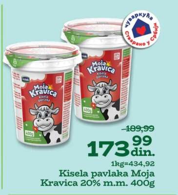 Kisela pavlaka Moja Kravica 20% m.m. 400g