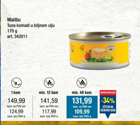 Malibu Tuna komadi u biljnom ulju