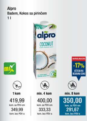 Alpro Badem, Kokos sa pirinčem 1 l