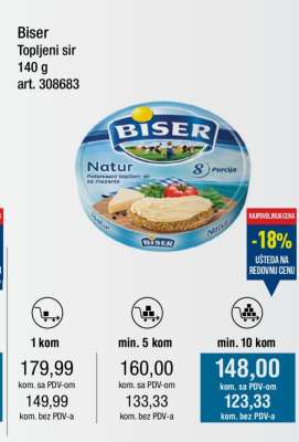 Biser Topljeni sir 140 g
