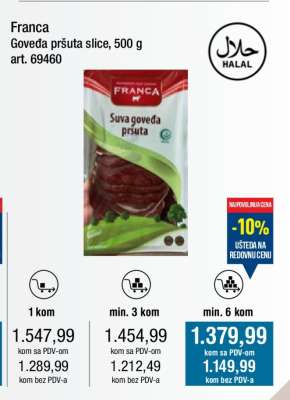 Franca Goveda pršuta slice, 500 g