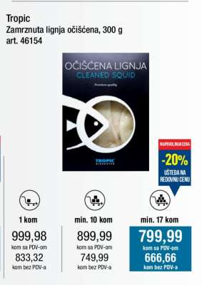 Tropic Zamrznuta lignja očišćena, 300 g