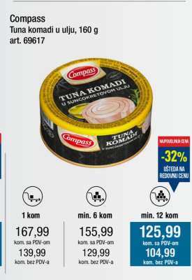 Compass Tuna komadi u ulju, 160 g