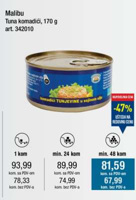 Malibu Tuna komadići, 170 g